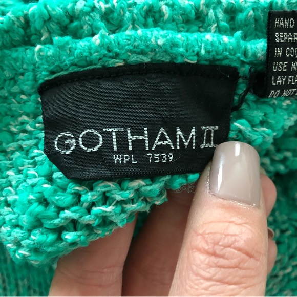 Vintage teal turquoise ramie blend sweater vest large button shoulders - Picture 2 of 6